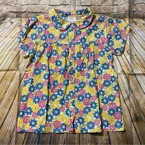 Vintage Strasburg Yellow Pink Daisy Floral Hippie Print Button Up Shirt